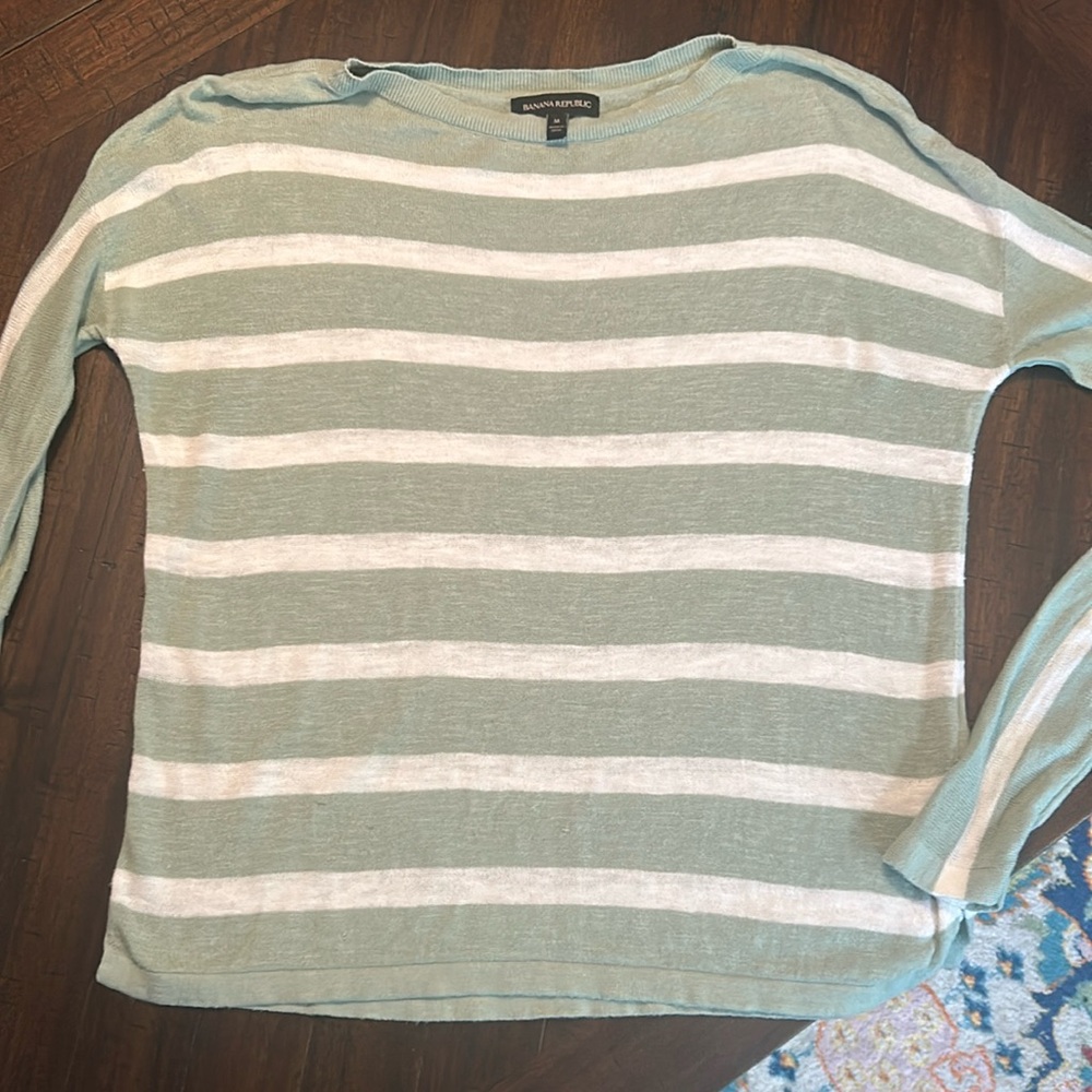BOGO Banana Republic striped linen blend top size M